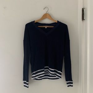 V Neck Striped Sweater